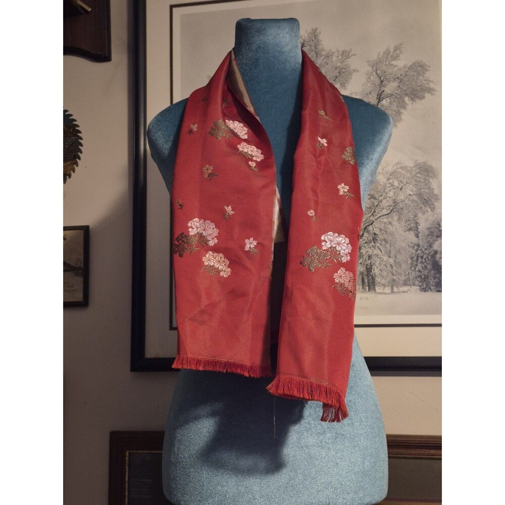Vintage Ben Goodman & Son Embroidered Floral Silk Scarf